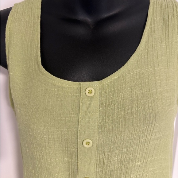 Y2K Papa Sleeveless Green Button-Down Women's Mini Summer Dress Size Small - Picture 4 of 12